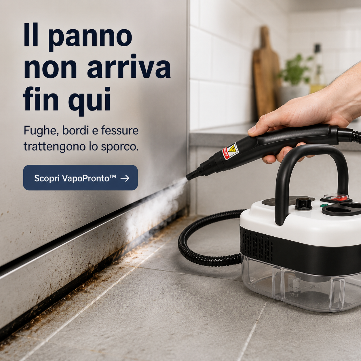 VapoPronto™ – Pulitore a Vapore Portatile per Fughe, Cucina, Bagno e Punti Difficili