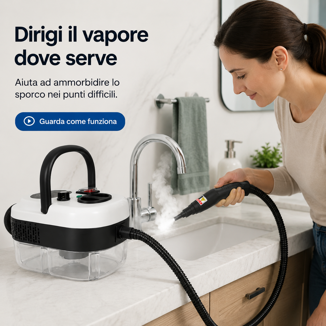 VapoPronto™ – Pulitore a Vapore Portatile per Fughe, Cucina, Bagno e Punti Difficili