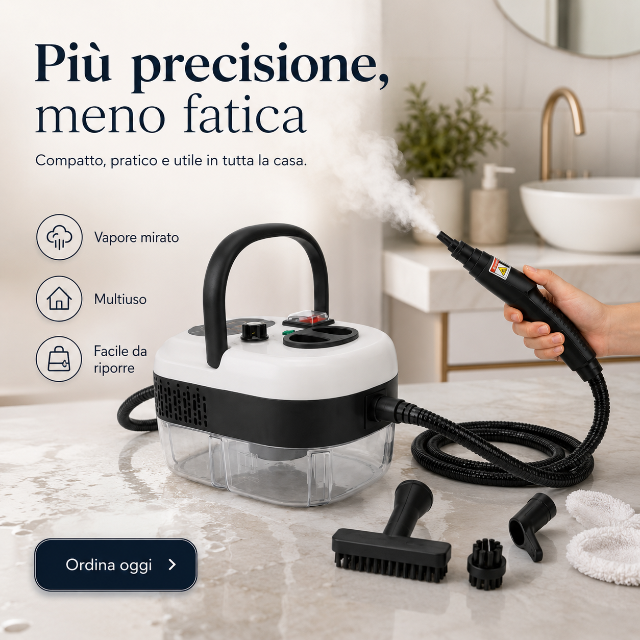 VapoPronto™ – Pulitore a Vapore Portatile per Fughe, Cucina, Bagno e Punti Difficili