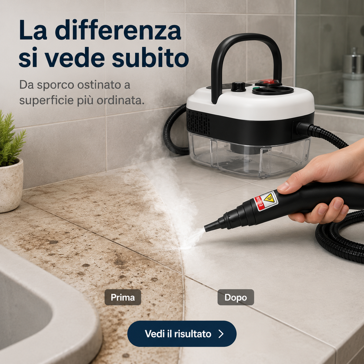 VapoPronto™ – Pulitore a Vapore Portatile per Fughe, Cucina, Bagno e Punti Difficili