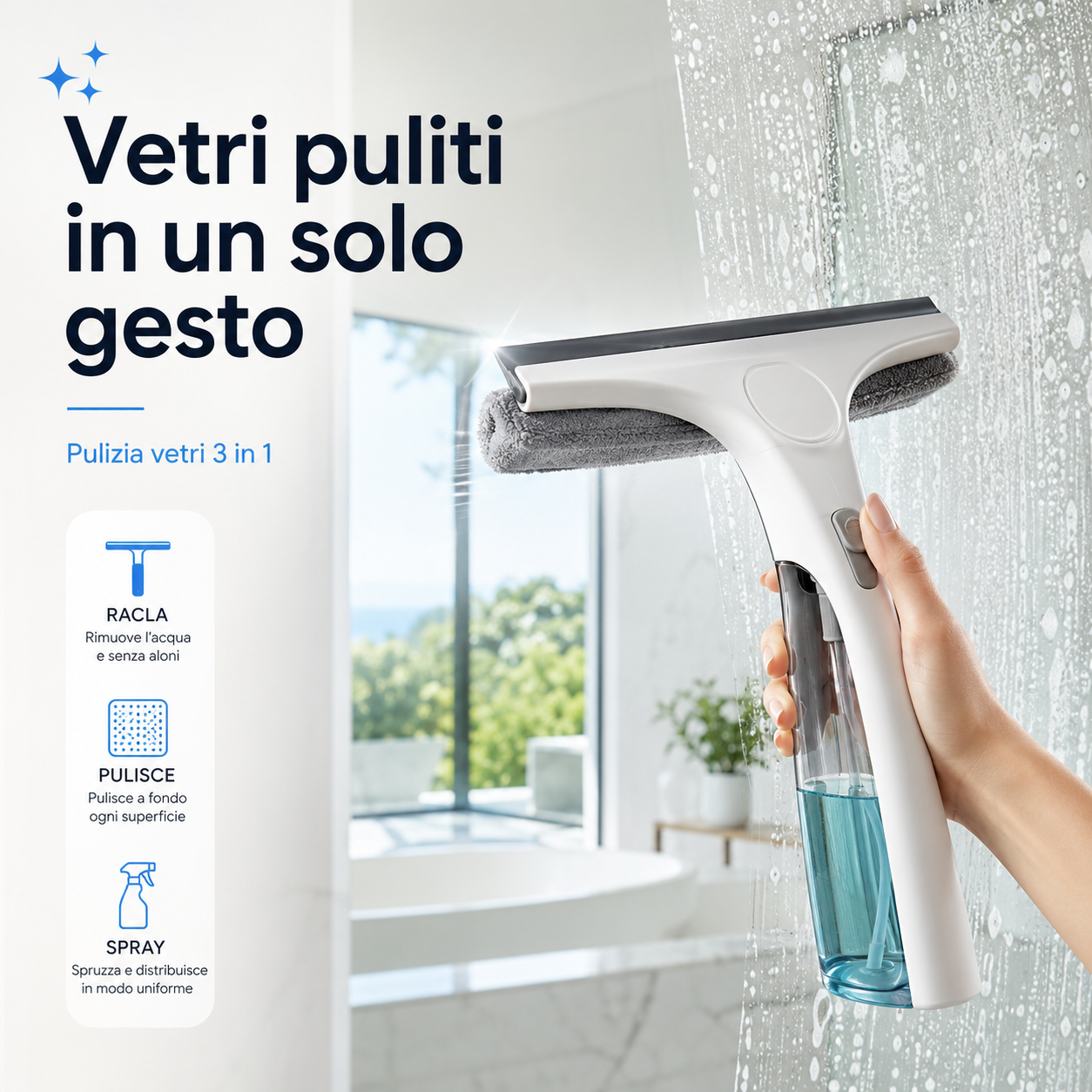 VetroClean™ 3 in 1 Strumento per la Pulizia delle Finestre 3 in 1
