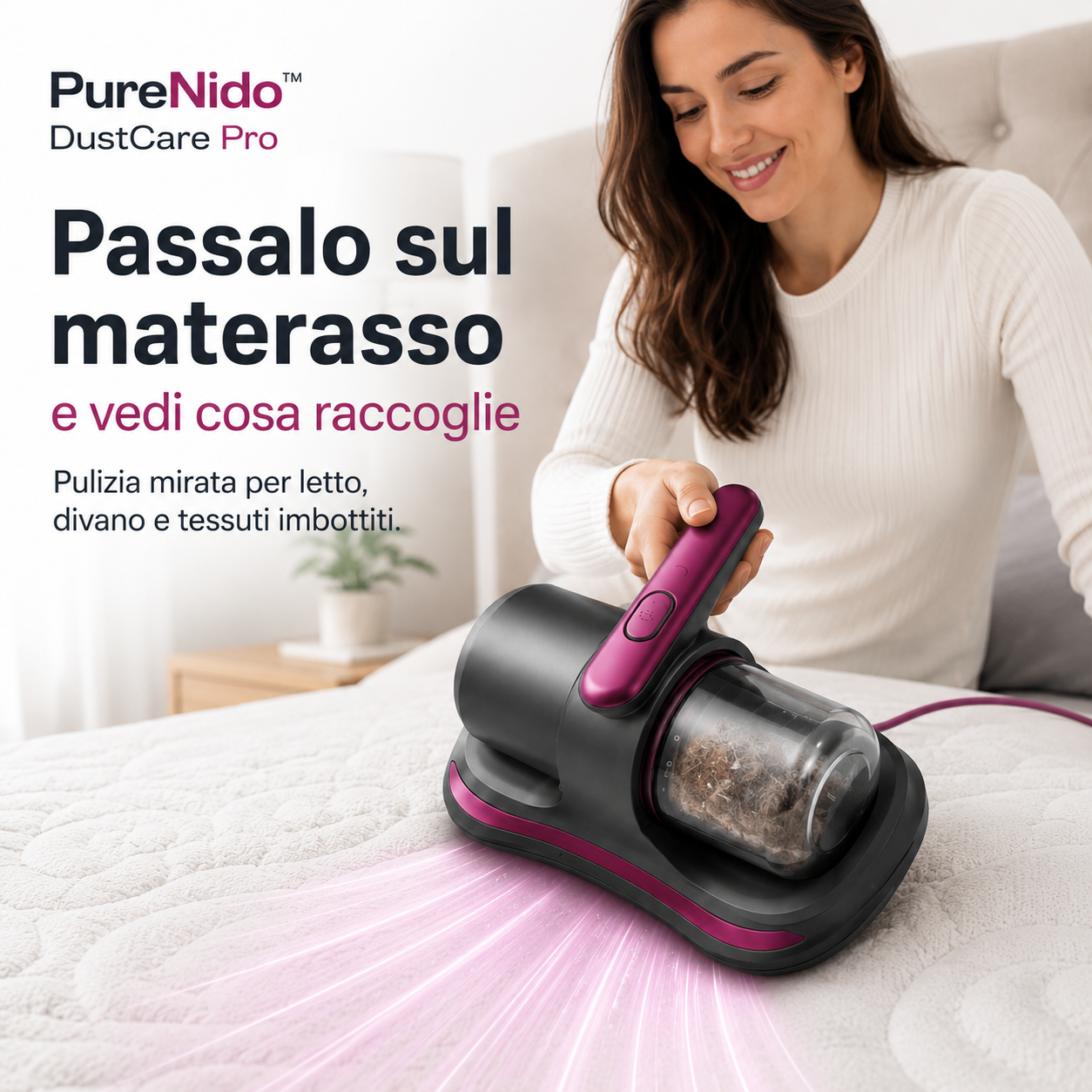 PureNido™ DustCare Pro – Aspiratore Antiacaro per Materassi, Divani e Tessuti