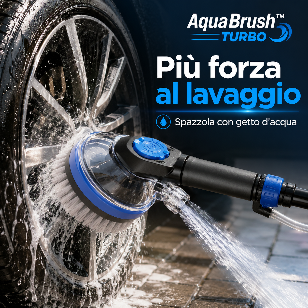 AquaBrush™ Turbo  Spazzola Rotante Multifunzione per Lavaggio con Getto d’Acqua