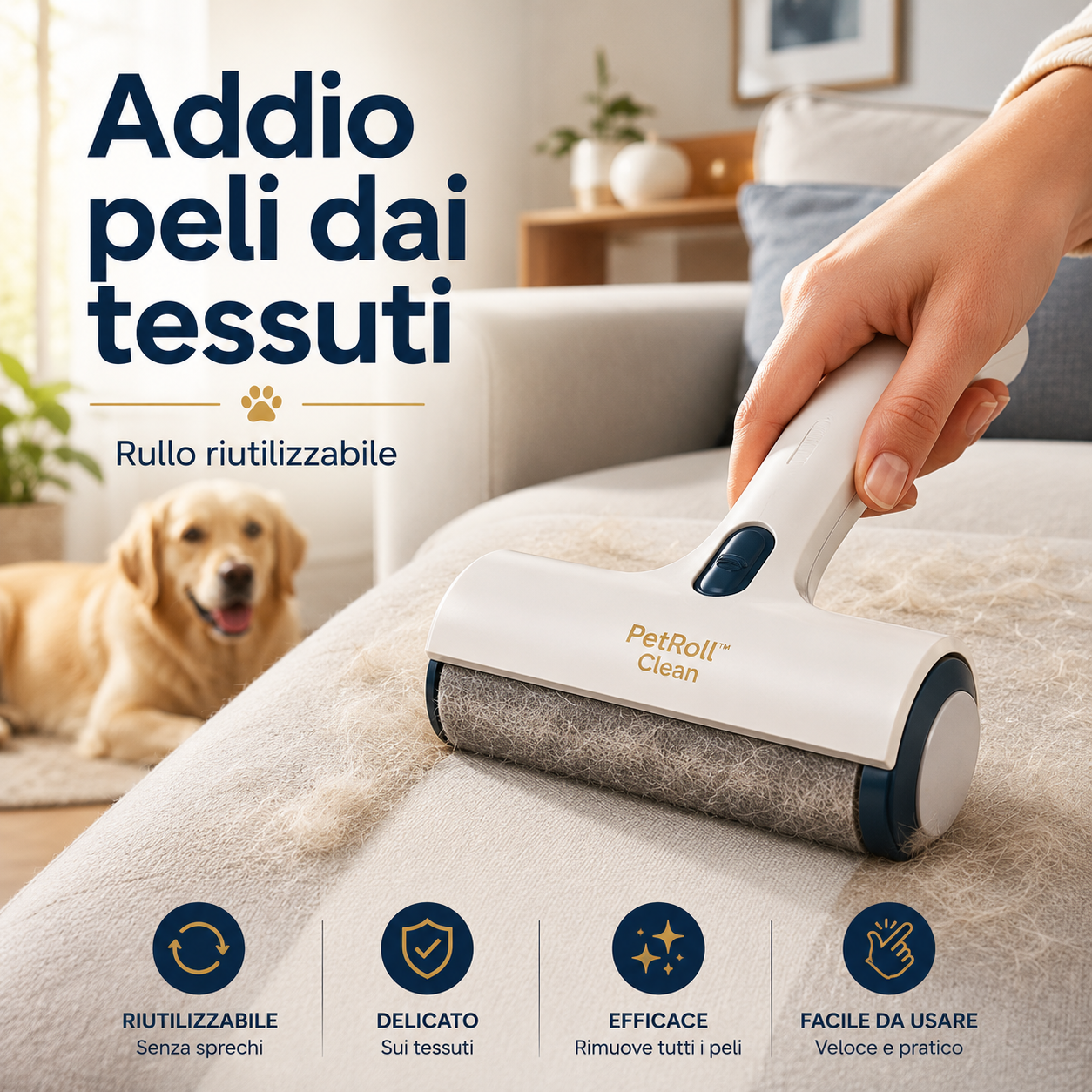 PetRoll™ Clean  Rullo Spazzola Riutilizzabile per Rimozione Peli